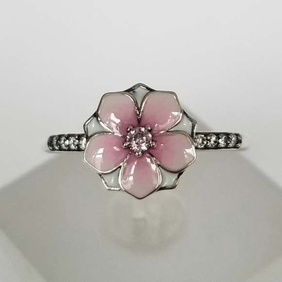 Sterling Silver Enamel Flower Ring - Picture 2 of 8